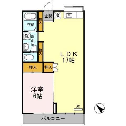 テイケンコーポ黒髪(1LDK/2階)の間取り写真