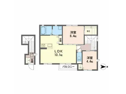 レヴァランス名取(2LDK/2階)の間取り写真