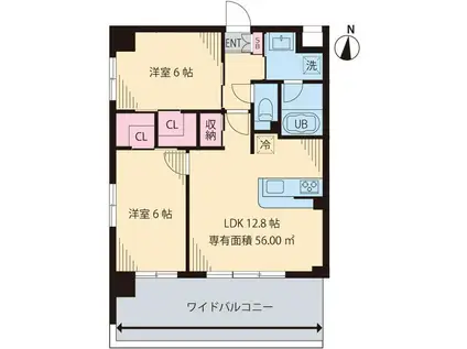 YUN PARK KIBA(2LDK/6階)の間取り写真