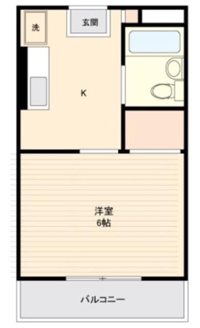 コーポカネイ第2(1K/1階)の間取り写真