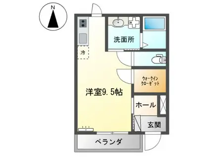 グランディールエタニティ(ワンルーム/1階)の間取り写真