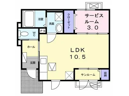 フィオーレ・カナンD(1LDK/1階)の間取り写真