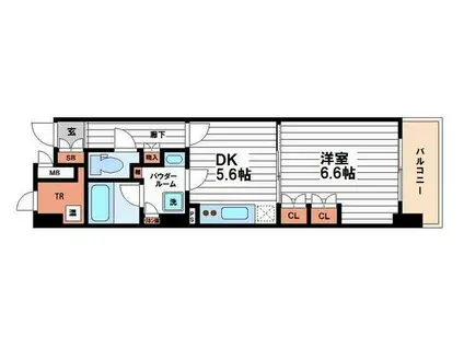 エル・セレーノ上本町レジデンス(1DK/2階)の間取り写真