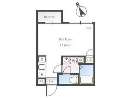 VILLENEUVE北新宿(1K/1階)の間取り写真