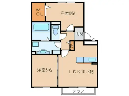 グランドメゾン フォーリーフ(2LDK/1階)の間取り写真