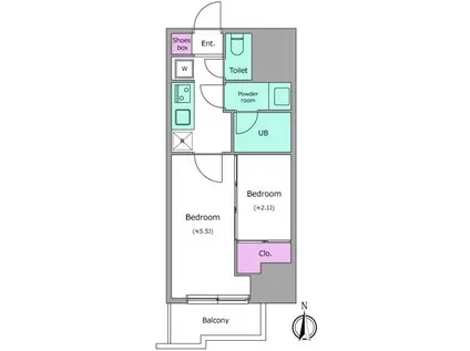 ドゥーエ亀戸III(2K/8階)の間取り写真