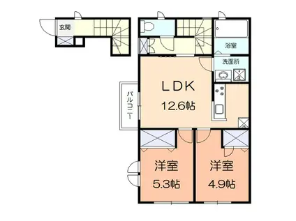 ジェイド(2LDK/2階)の間取り写真