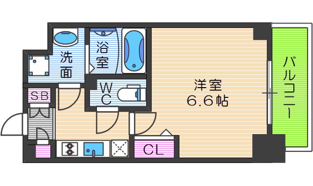 プレデコート北田辺(1K/7階)の間取り写真