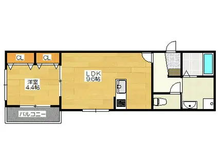 二日市中央2-8-16(1LDK/2階)の間取り写真
