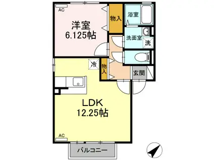 メゾンドブランシェ202(1LDK/2階)の間取り写真