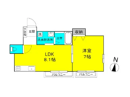 ハイツすがね(1DK/1階)の間取り写真