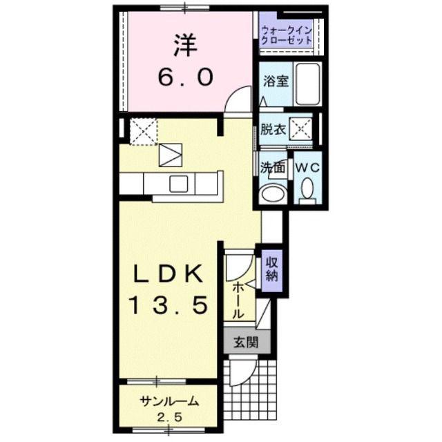 モンリーブル III(1LDK/1階)の間取り写真