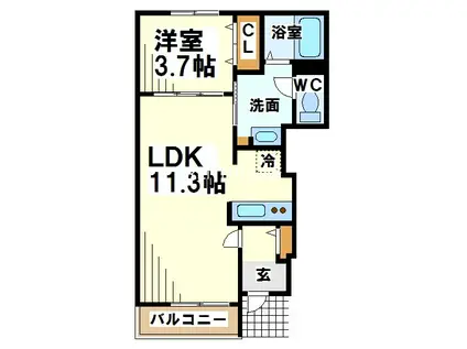 コーラルガーデン(1LDK/1階)の間取り写真