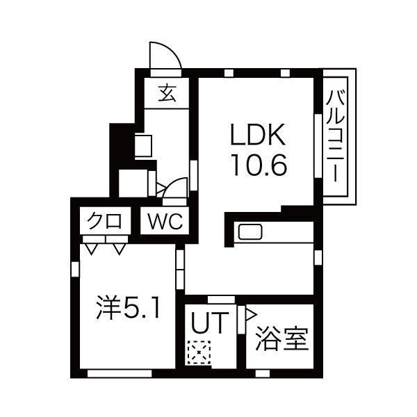 クレスト桜(1LDK/1階)の間取り写真