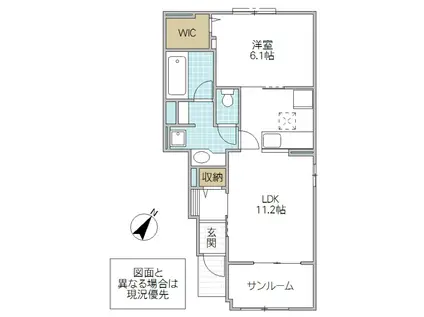 ブルームC(1LDK/1階)の間取り写真