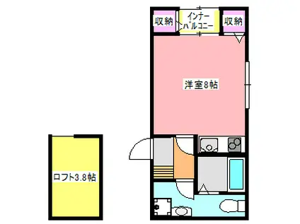 セゾンド・エル新津(ワンルーム/2階)の間取り写真