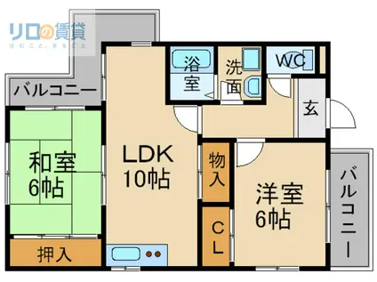 SERENO壱番館(2LDK/3階)の間取り写真