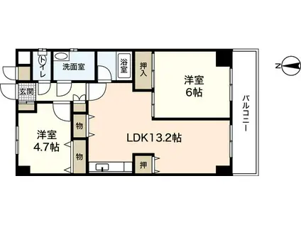 藤井ビル(2LDK/6階)の間取り写真