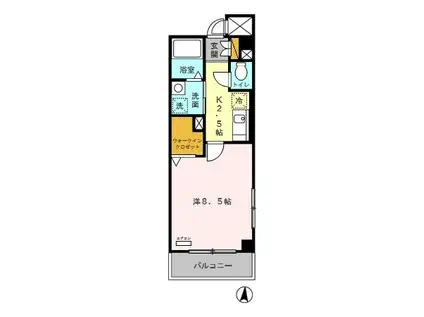 BRIGHT HILLS(1K/1階)の間取り写真