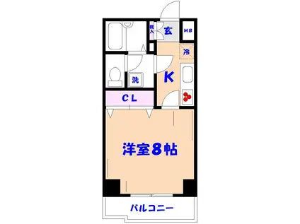 アグレ本八幡(1K/8階)の間取り写真