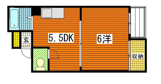 コーポラス丸吉(1DK/1階)の間取り写真
