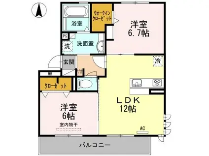 エスポワールIII(2LDK/3階)の間取り写真