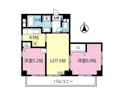 COZYCOURT綱島(2LDK/2階)の間取り写真