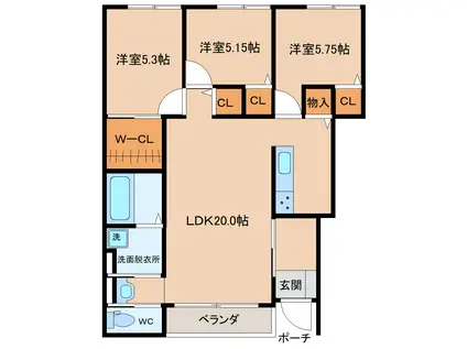 メイゾン・G・フィリップ(3LDK/1階)の間取り写真