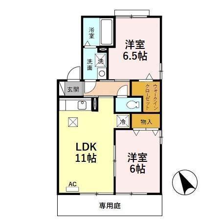 メゾン・ド・パストラル A(2LDK/1階)の間取り写真