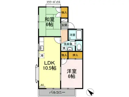 シャンブル岡田(2LDK/2階)の間取り写真