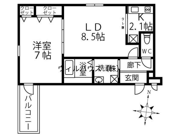 イノベーション鳳(1LDK/1階)の間取り写真