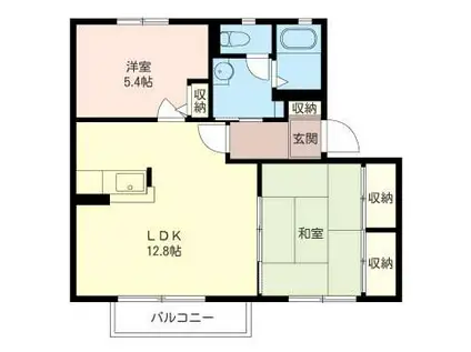 ガーデンヒルズ A(2LDK/2階)の間取り写真