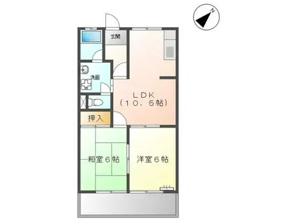 コートプレイス イースト ウエスト(2LDK/1階)の間取り写真