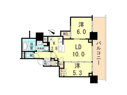 ベイシティタワーズ神戸ウエスト(2LDK/11階)の間取り写真