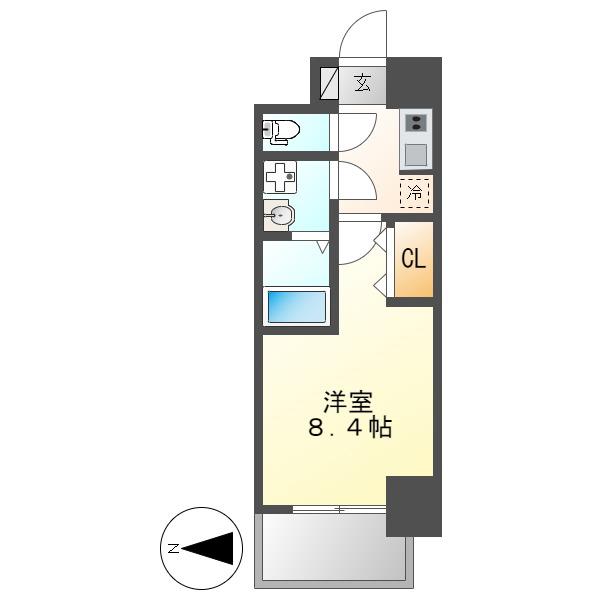 S-RESIDENCE山王(1K/6階)の間取り写真