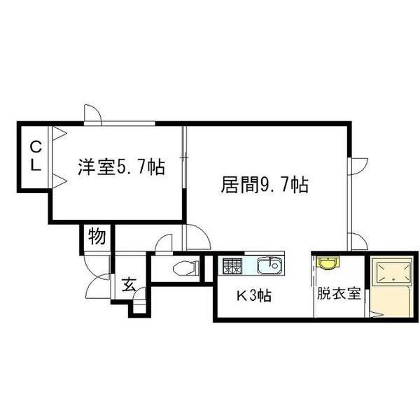 リヴェール5・5(1LDK/1階)の間取り写真