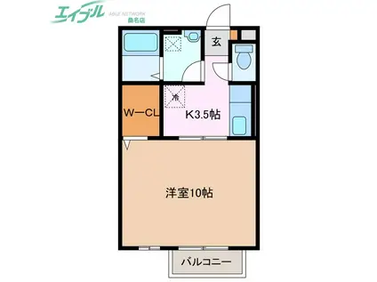 モナリエーレA(1K/2階)の間取り写真