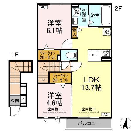 プレジール(2LDK/2階)の間取り写真