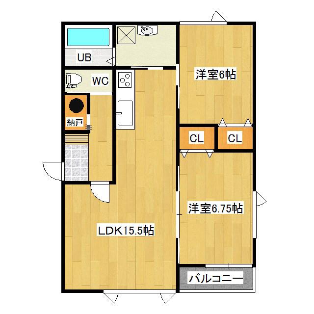 カーサ・シェルピア(2LDK/2階)の間取り写真