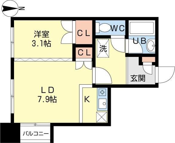 セジュール金山(ワンルーム/4階)の間取り写真