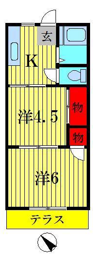 第1吉岡マンション(2K/1階)の間取り写真