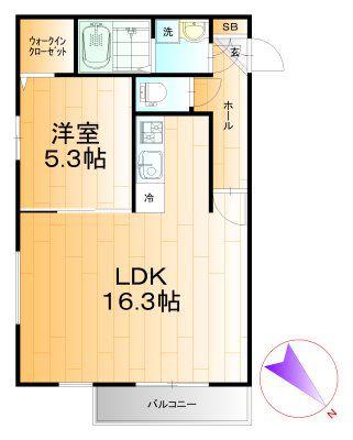プランドール西都賀5(1LDK/1階)の間取り写真