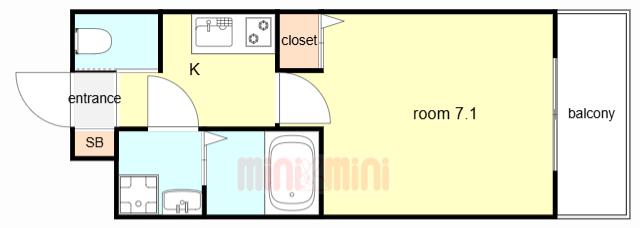 グランエクラ加島II(1K/1階)の間取り写真