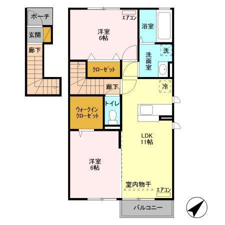 MISTRALI(2LDK/2階)の間取り写真