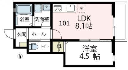 TETO-LATTE II(1LDK/1階)の間取り写真