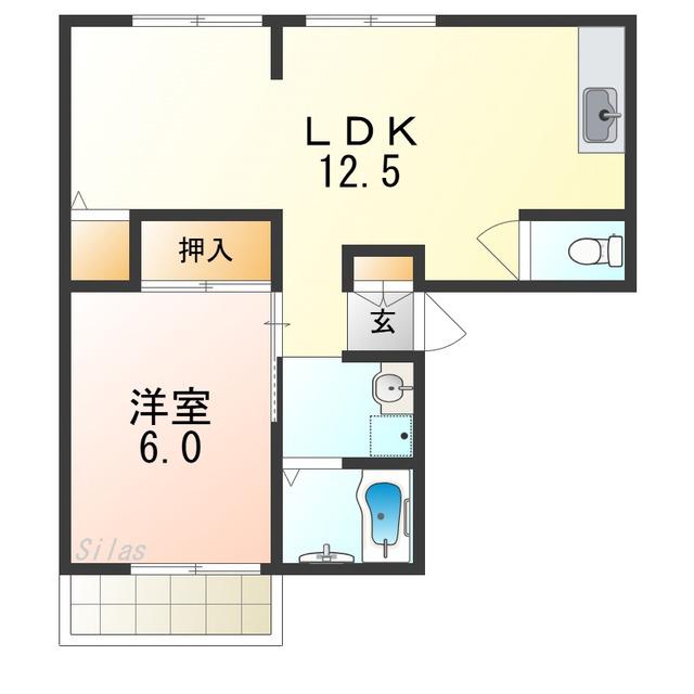 サンビレッジエクセルC棟(2LDK/1階)の間取り写真