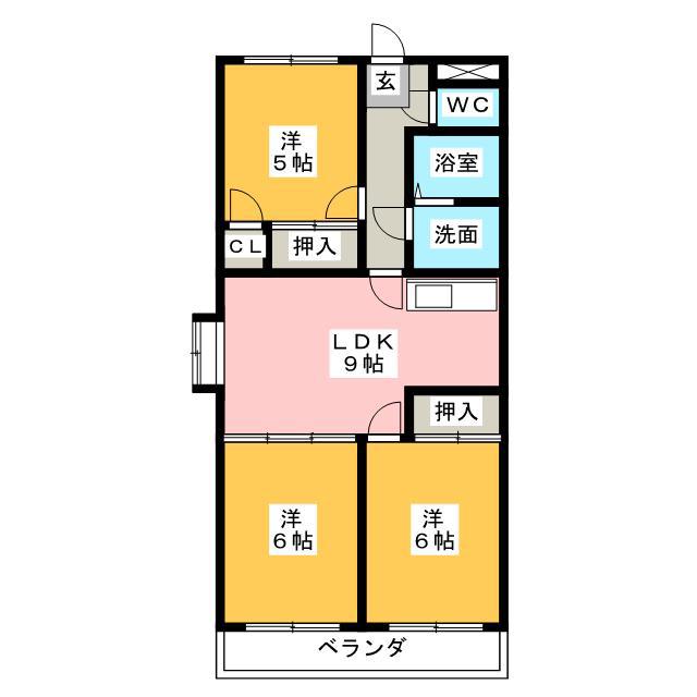 プレシャス西条(3LDK/3階)の間取り写真