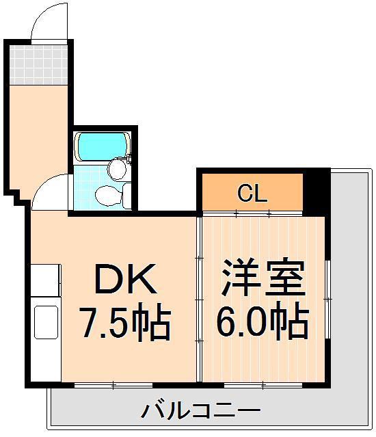 ユニバーサルマンションI(1DK/3階)の間取り写真