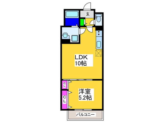 グレイシア巽北(1LDK/3階)の間取り写真