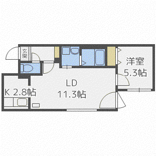 BELLA CASA(1LDK/4階)の間取り写真